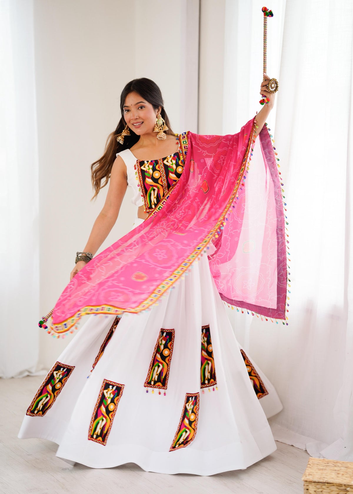 Heavy Rayon Gamthi Work Lehenga Choli with Faux Georgette Dupatta | Full Stitched Ready to Wear