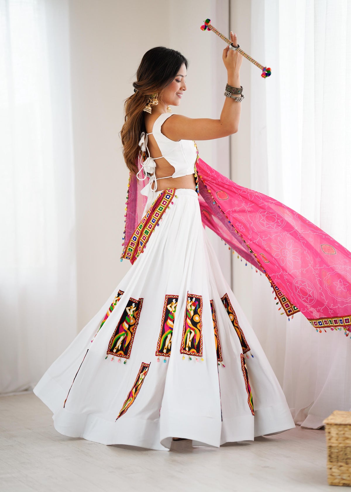 Heavy Rayon Gamthi Work Lehenga Choli with Faux Georgette Dupatta | Full Stitched Ready to Wear