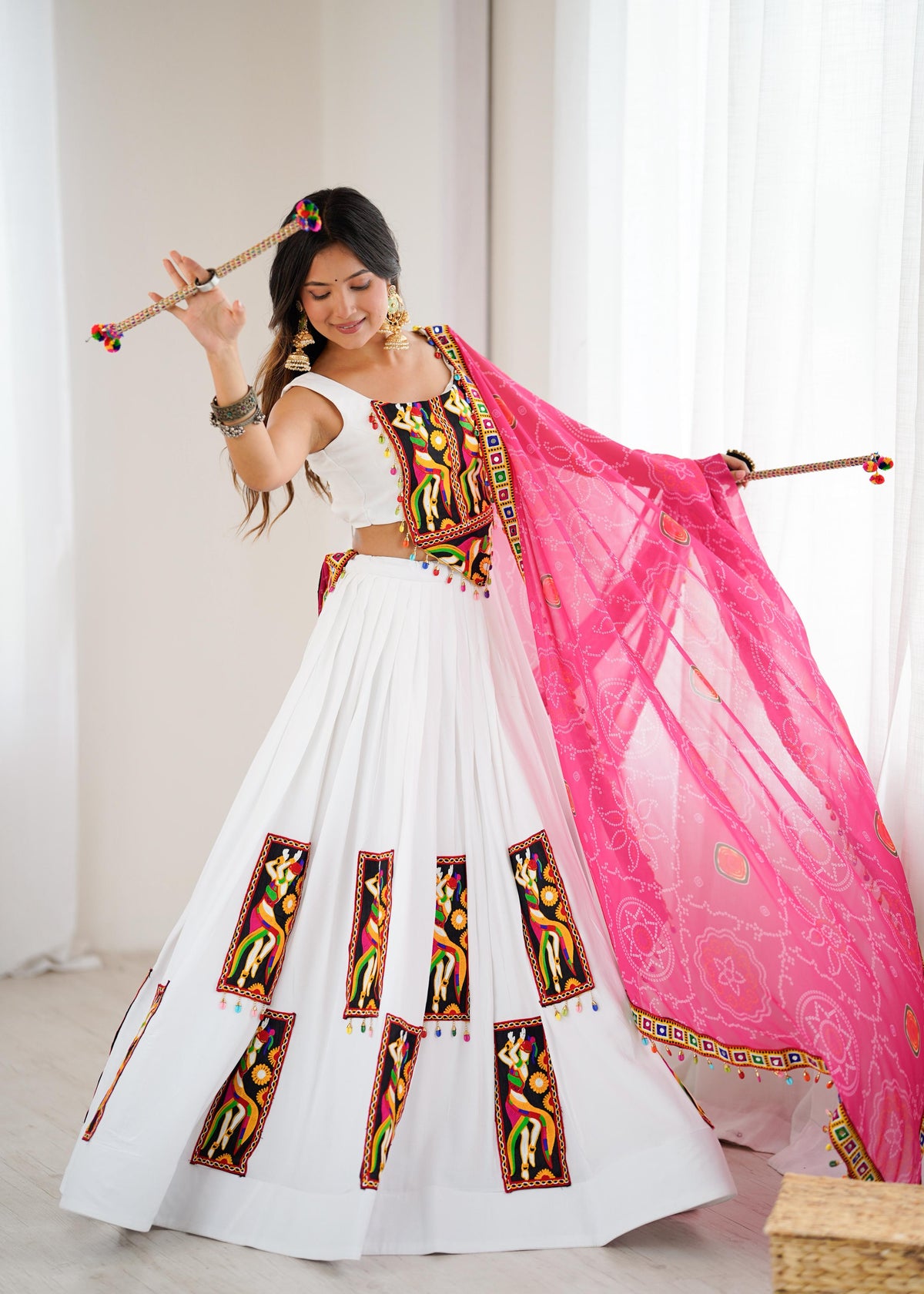 Heavy Rayon Gamthi Work Lehenga Choli with Faux Georgette Dupatta | Full Stitched Ready to Wear
