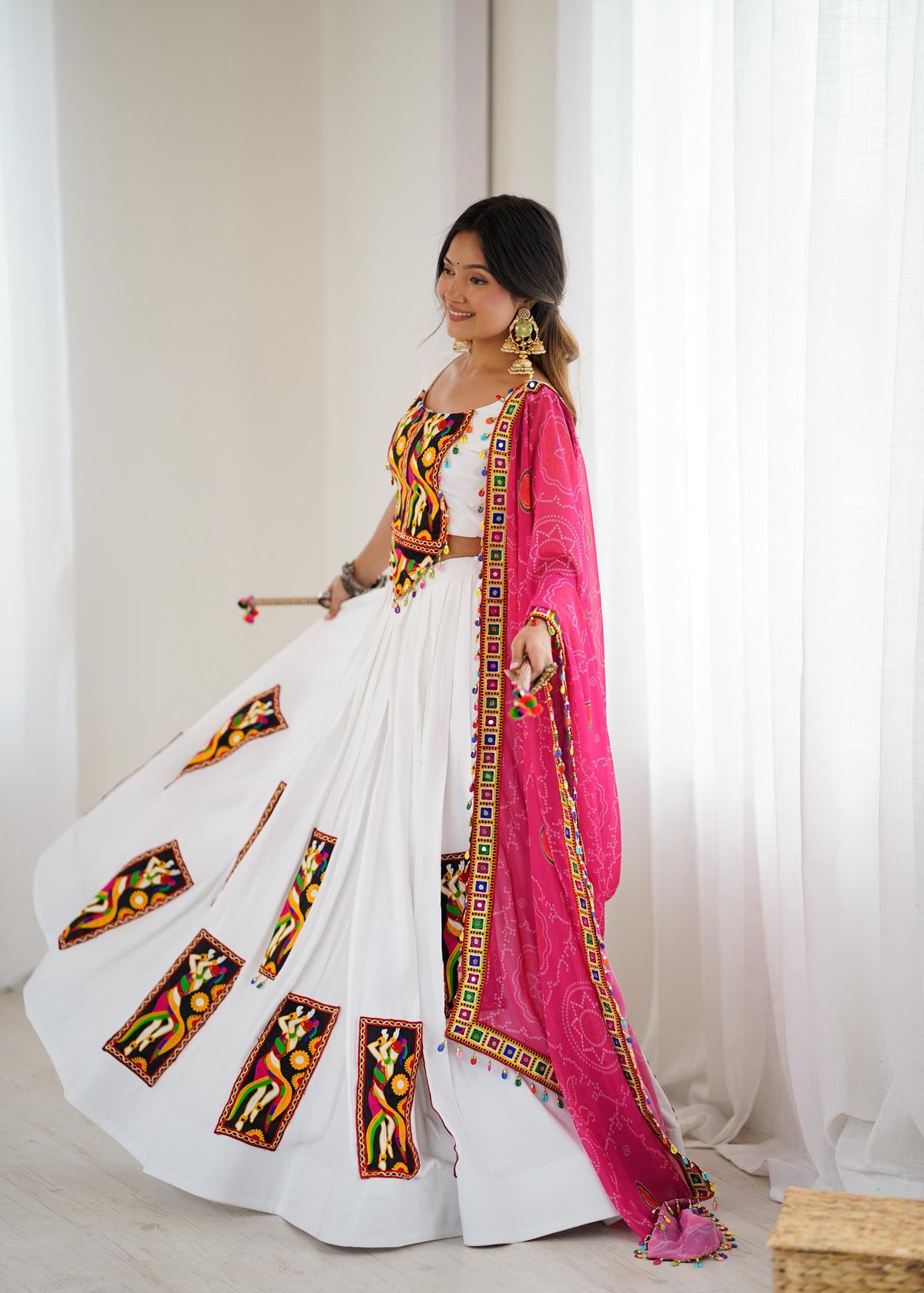 Heavy Rayon Gamthi Work Lehenga Choli with Faux Georgette Dupatta | Full Stitched Ready to Wear