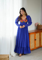 Georgette Digital Print Gown with Chain-Stitch Work | Ready to Wear Party & Wedding Wear