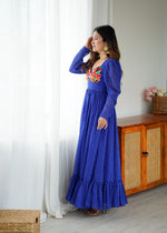 Georgette Digital Print Gown with Chain-Stitch Work | Ready to Wear Party & Wedding Wear