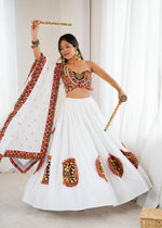 Heavy Rayon Gamthi Thread & Real Mirror Work Lehenga Choli with Faux Georgette Dupatta | Ready to Wear