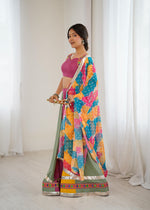 Heavy Rayon Gamthi Thread & Real Mirror Work Lehenga Choli with Digital Print Dupatta | Ready to Wear