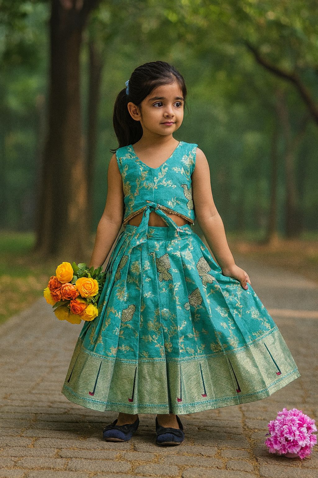 Kids Dola Silk Zari Work Lehenga Choli – Sparrow Collection | Festive & Wedding Wear