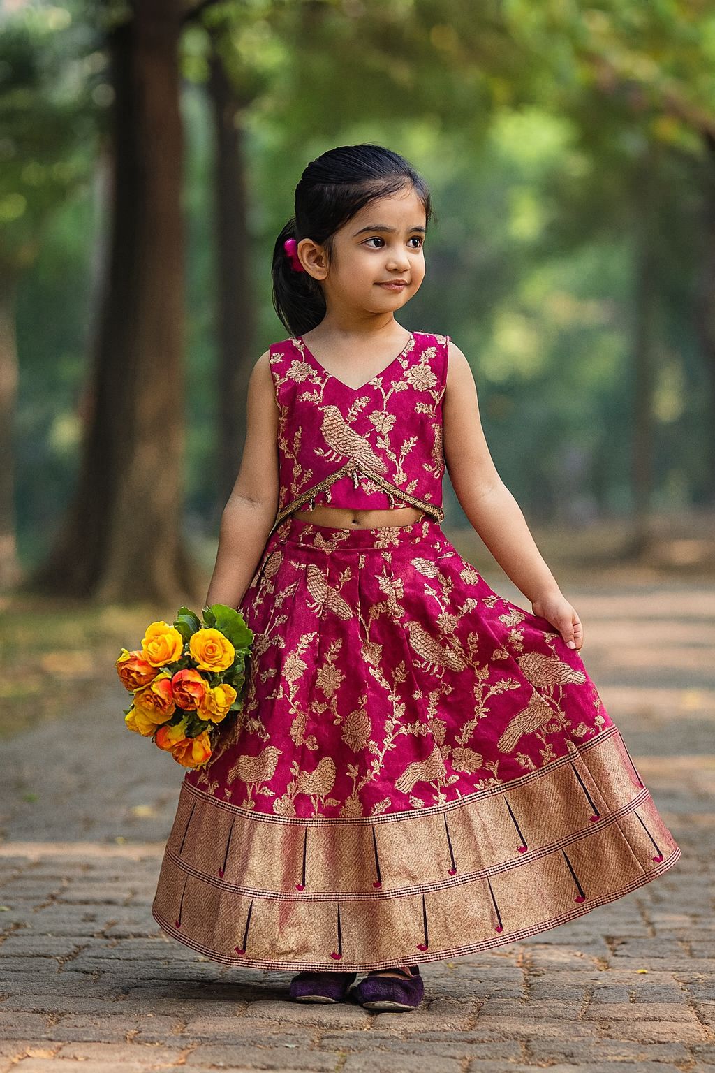 Kids Dola Silk Zari Work Lehenga Choli – Sparrow Collection | Festive & Wedding Wear