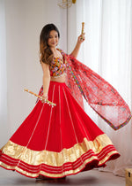 Heavy Rayon Lagdi Patta Lehenga with Gamthi & Real Mirror Work Blouse and Digital Print Dupatta | Ready to Wear
