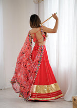Heavy Rayon Lagdi Patta Lehenga with Gamthi & Real Mirror Work Blouse and Digital Print Dupatta | Ready to Wear