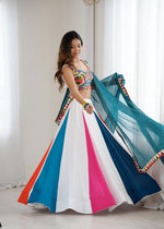 Heavy Rayon Plain Lehenga with Gamthi, Mirror & Kodi Work Blouse and Digital Print Dupatta | Ready to Wear