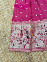 Kids Dola Silk Gown – Zari Weaving with Floral & Peacock Motifs | Festive & Wedding Wear