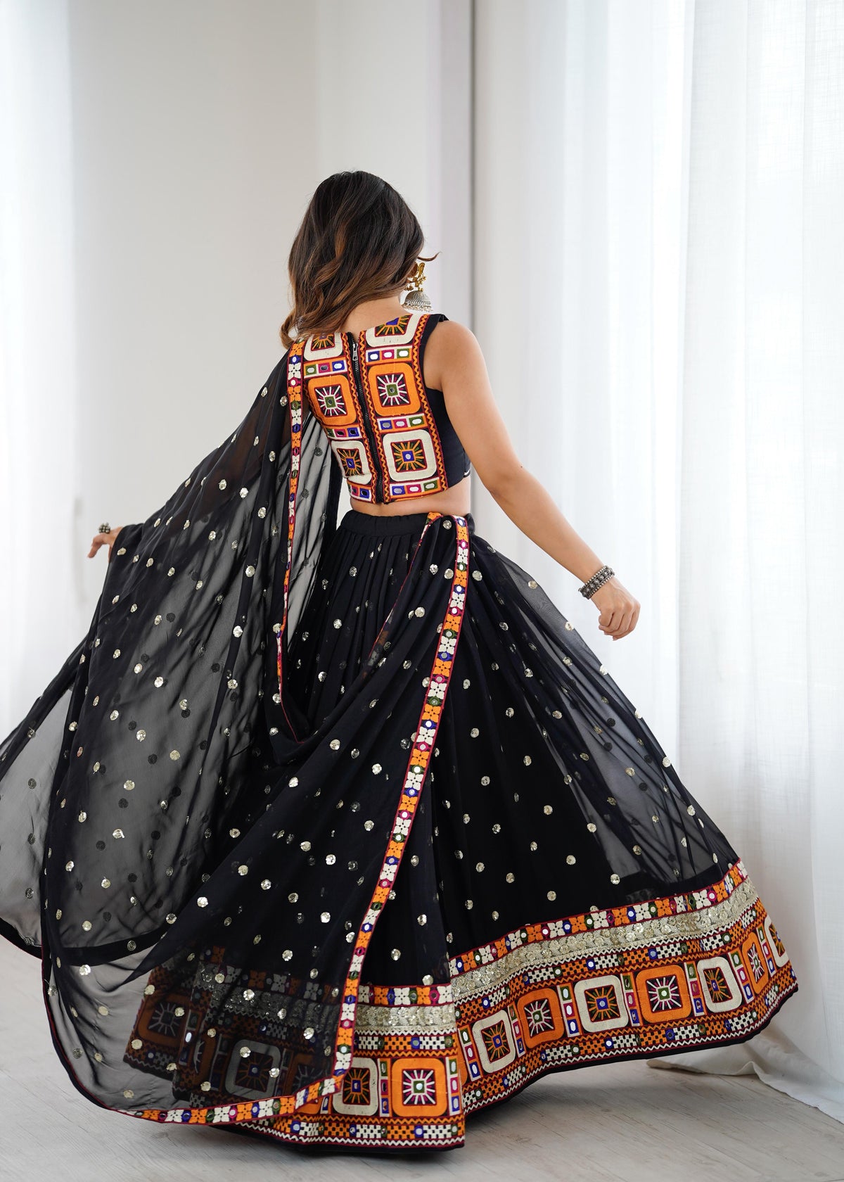 Heavy Faux Georgette Lehenga with Gamthi, Real Mirror & Sequence Work | Rayon Blouse & Georgette Dupatta | Ready to Wear