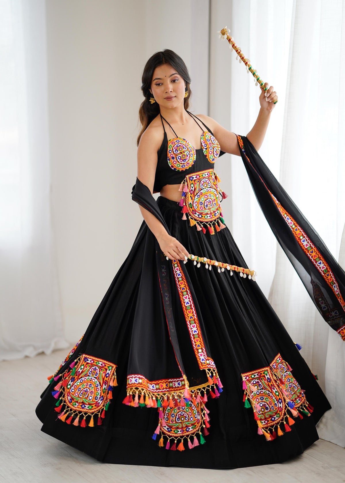 Designer Heavy Rayon Lehenga Choli with Real Mirror Work & Georgette Dupatta – Full Stitched