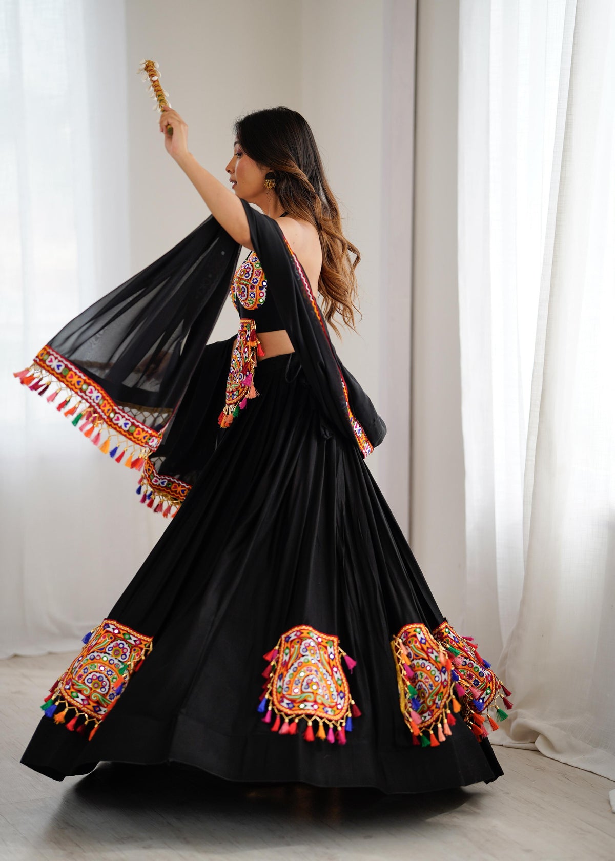 Designer Heavy Rayon Lehenga Choli with Real Mirror Work & Georgette Dupatta – Full Stitched