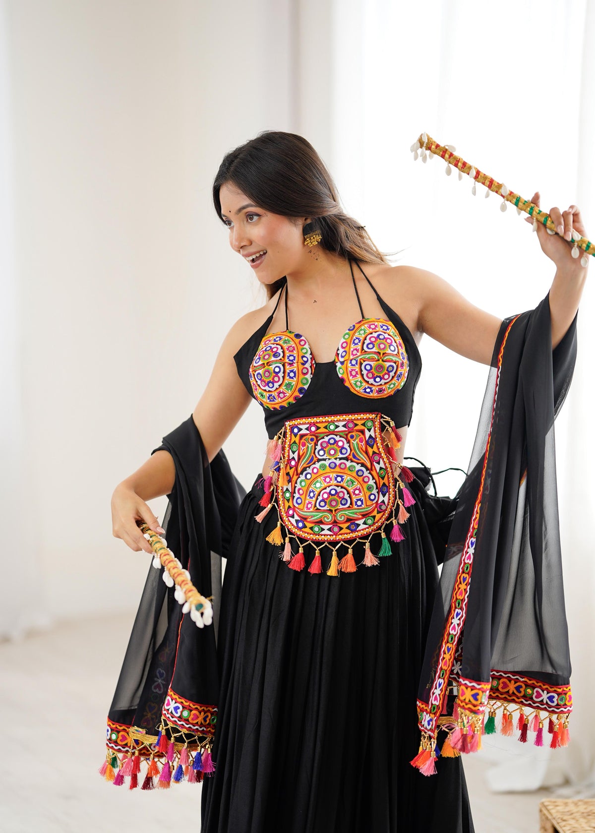 Designer Heavy Rayon Lehenga Choli with Real Mirror Work & Georgette Dupatta – Full Stitched
