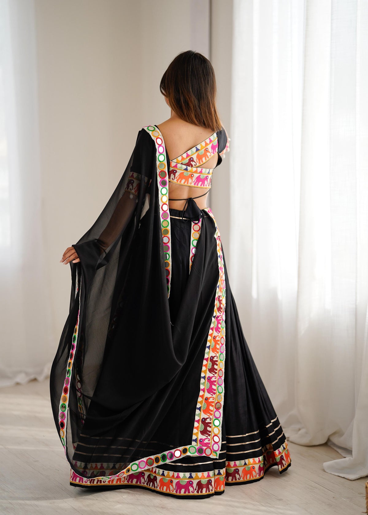 Heavy Rayon Lehenga Choli with Real Mirror & Gamthi Work | Full Stitched | Georgette Dupatta