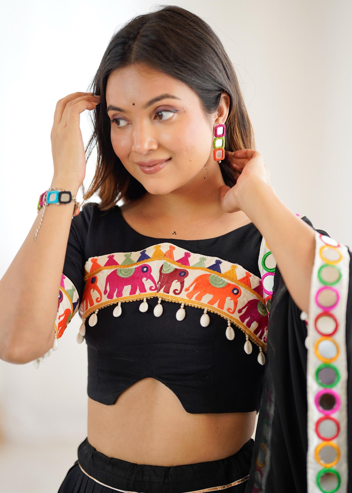 Heavy Rayon Lehenga Choli with Real Mirror & Gamthi Work | Full Stitched | Georgette Dupatta