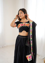 Heavy Rayon Lehenga Choli with Real Mirror & Gamthi Work | Full Stitched | Georgette Dupatta