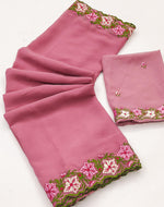 Rose Pastel Range Multi Thread Work Saree with Heavy Embroidered Blouse | Faux Georgette | Premium Quality