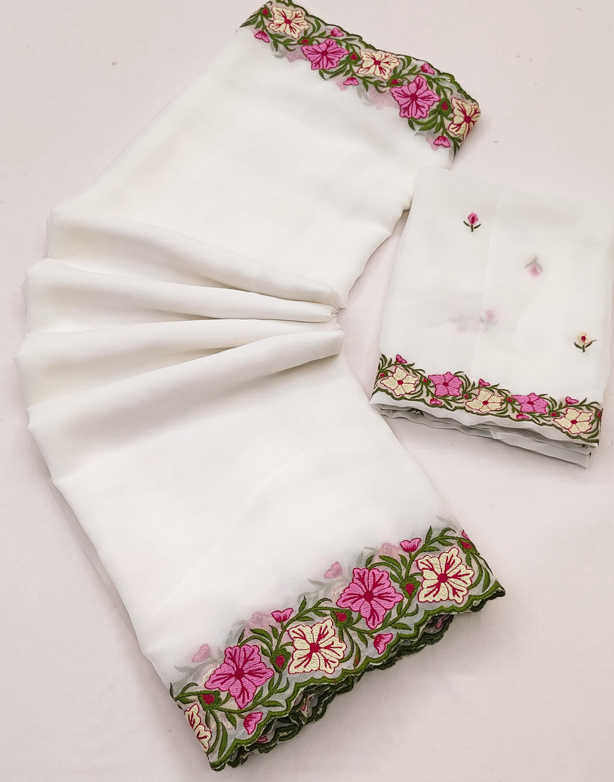 Rose Pastel Range Multi Thread Work Saree with Heavy Embroidered Blouse | Faux Georgette | Premium Quality