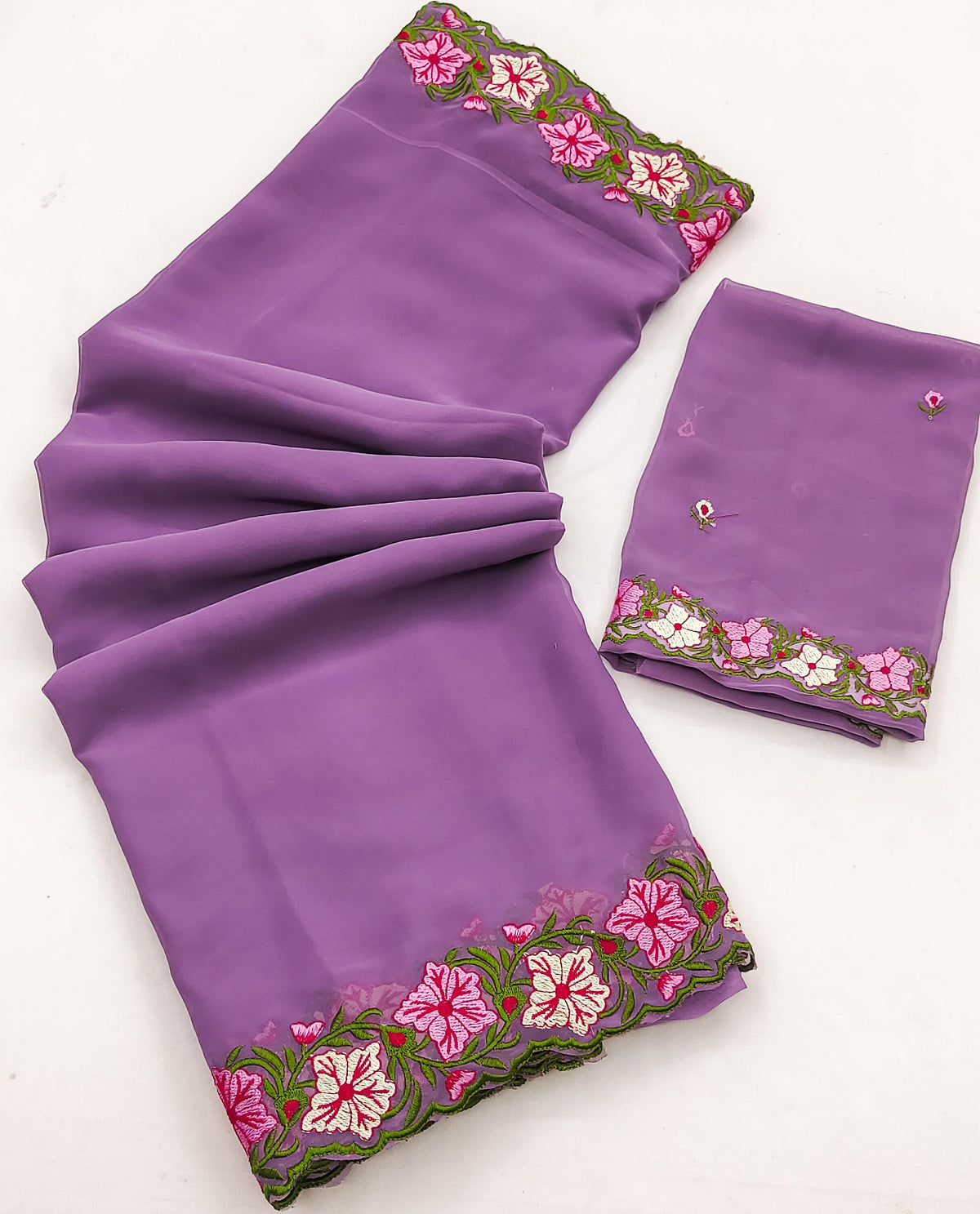 Rose Pastel Range Multi Thread Work Saree with Heavy Embroidered Blouse | Faux Georgette | Premium Quality