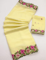 Rose Pastel Range Multi Thread Work Saree with Heavy Embroidered Blouse | Faux Georgette | Premium Quality