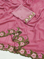 Rose Pastel Range Multi Thread Work Saree with Heavy Embroidered Blouse | Faux Georgette | Premium Quality