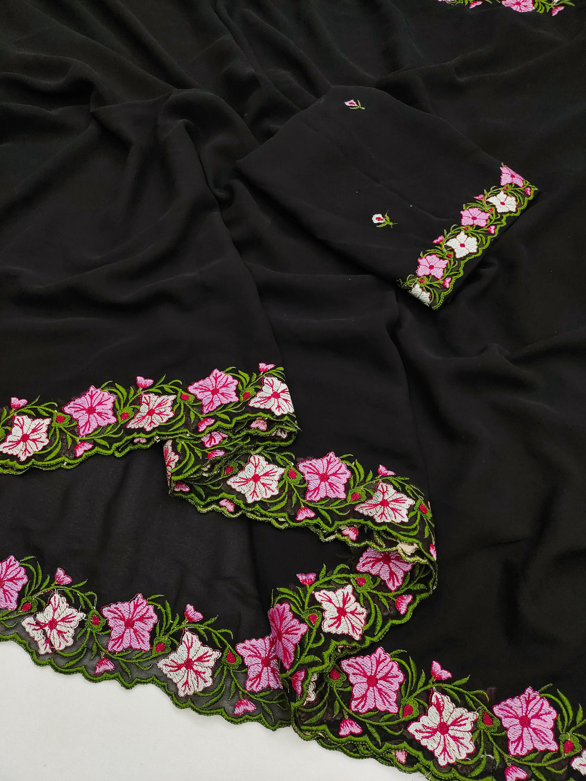 Rose Pastel Range Multi Thread Work Saree with Heavy Embroidered Blouse | Faux Georgette | Premium Quality