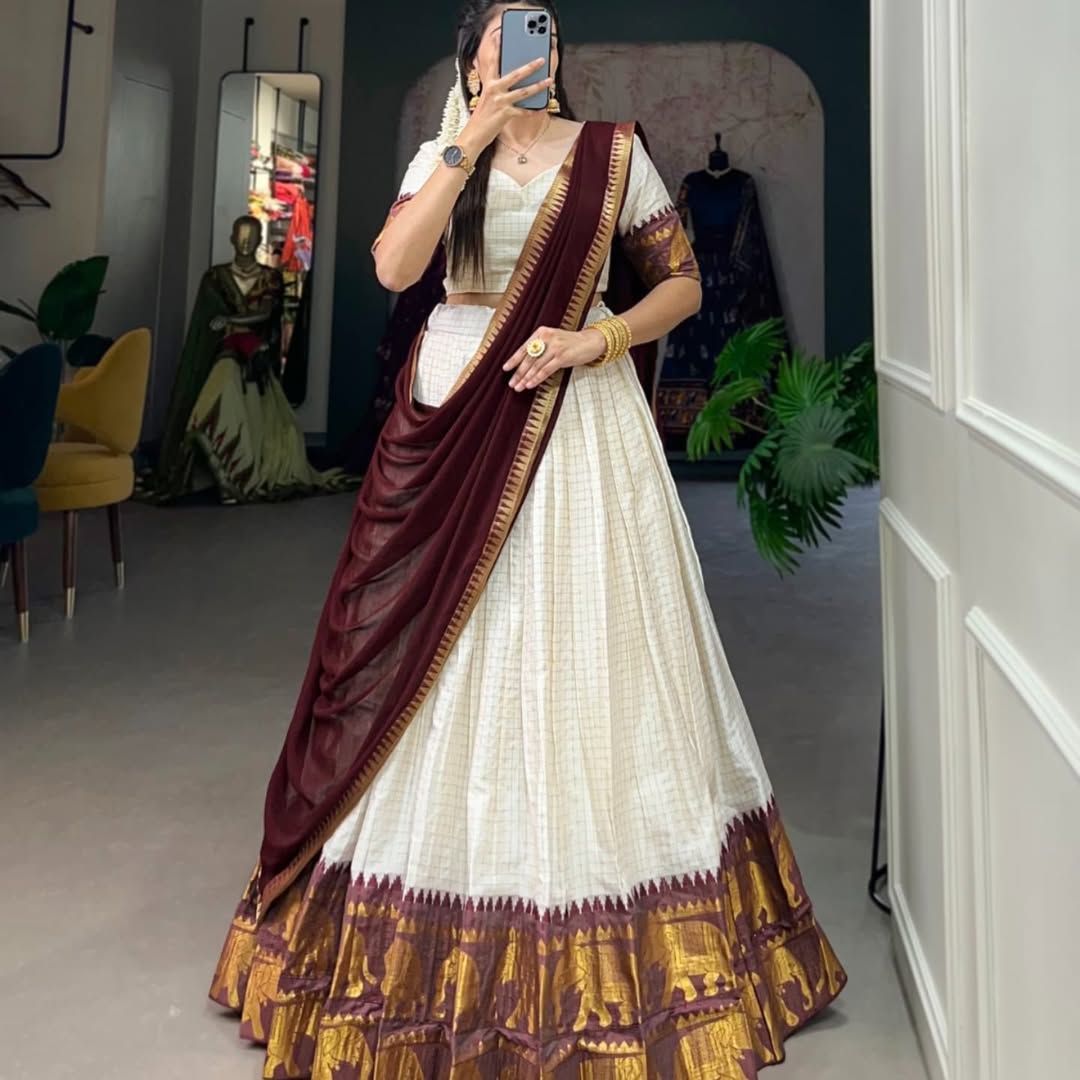 Poly Cotton Zari Weaving Lehenga Choli with Georgette Dupatta β Premium Festive Wear Set