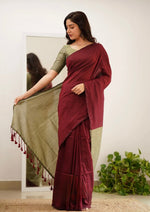 Mal Cotton Saree with Contrast Blouse & Pallu | Beautiful Latkans | Premium Quality