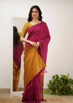 Mal Cotton Saree with Contrast Blouse & Pallu | Beautiful Latkans | Premium Quality