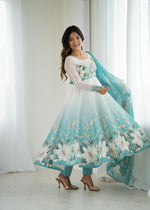 Premium Organza Silk Anarkali with Dupatta & Pant