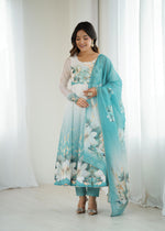Premium Organza Silk Anarkali with Dupatta & Pant