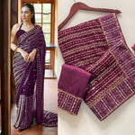 New Bollywood Blockbuster Sequin Saree in Faux Georgette image 1