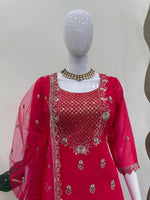 Elegant 3-Piece Foux Gorgette Sharara Set – Sequins Embellished Top, Sharara & Dupatta image 5