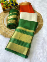 Special Independence Day Edition – Pure Khadi Silk Organza Saree with Contrast Blouse | Elegant Ethnic Wear for National Celebrations image 0