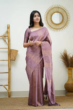 Soft Lichi Silk Saree with Rich Pallu & All Over Jacquard Work - Mauve Purple image