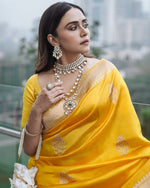 Soft Lichi Silk Art Silk Jacquard Border Saree – Running Blouse image 3