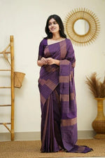 Soft Lichi Silk Saree with Rich Pallu & All Over Jacquard Work - Deep Purple image