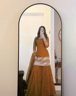 Elegant Foux Georgette Top-Sharara-Dupatta Set with Thread & 9mm Sequence Work image 2