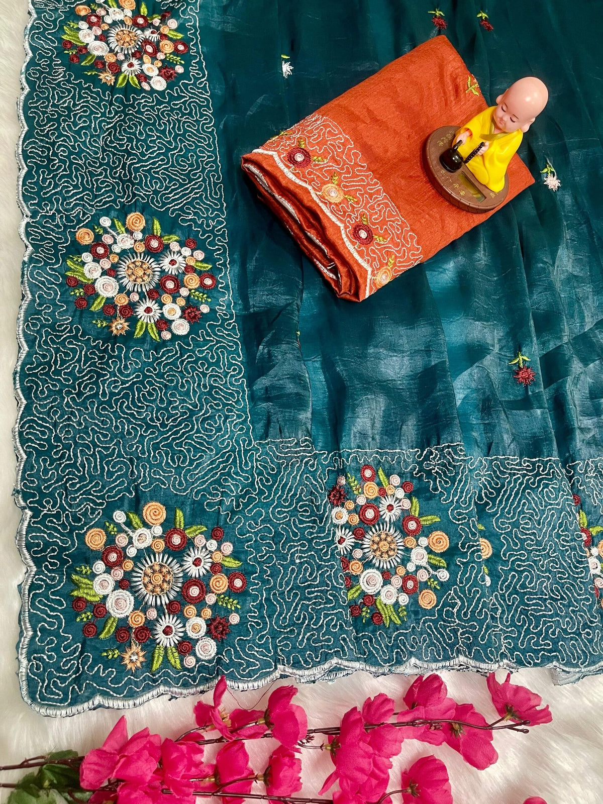 Maya Sarees – Premium Paper Crush Silk with Multi-Thread & Sequence Embroidery image 3
