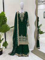 Elegant Foux Georgette Top-Plazo-Dupatta Set with Coding, Sequence & Rivet Moti Work image 8