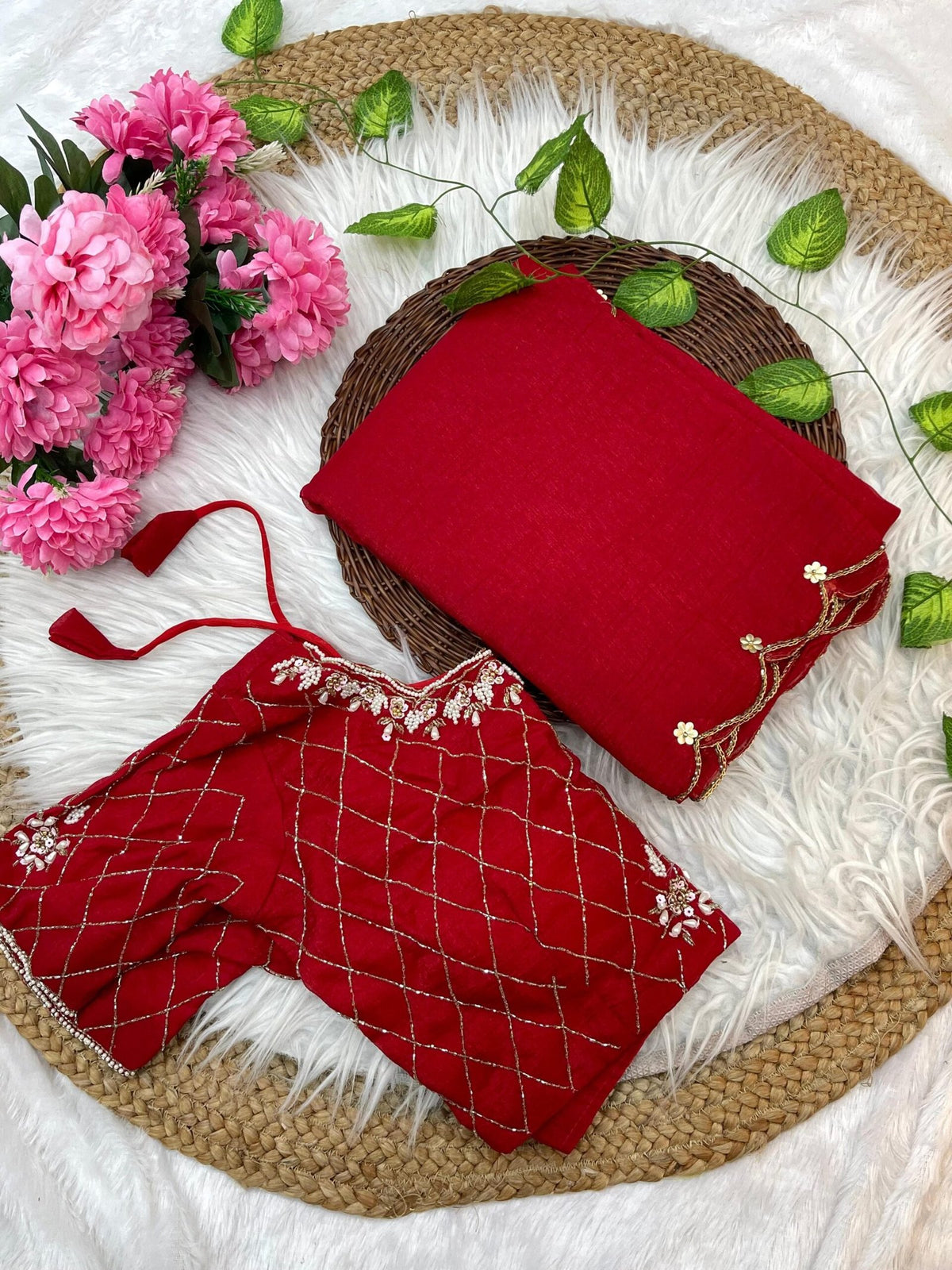 Pure Soft Crunchy Silk Saree with Hand Work Khatli Border & Aarco image 1