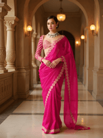 Bollywood Blockbuster Mirror Work Sequin Saree in Faux Georgette image 0