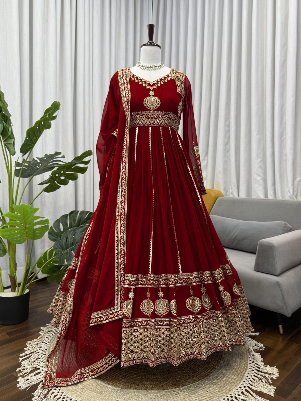 Designer Foux Georgette Anarkali 3-Piece Set with Sequins Work image 6