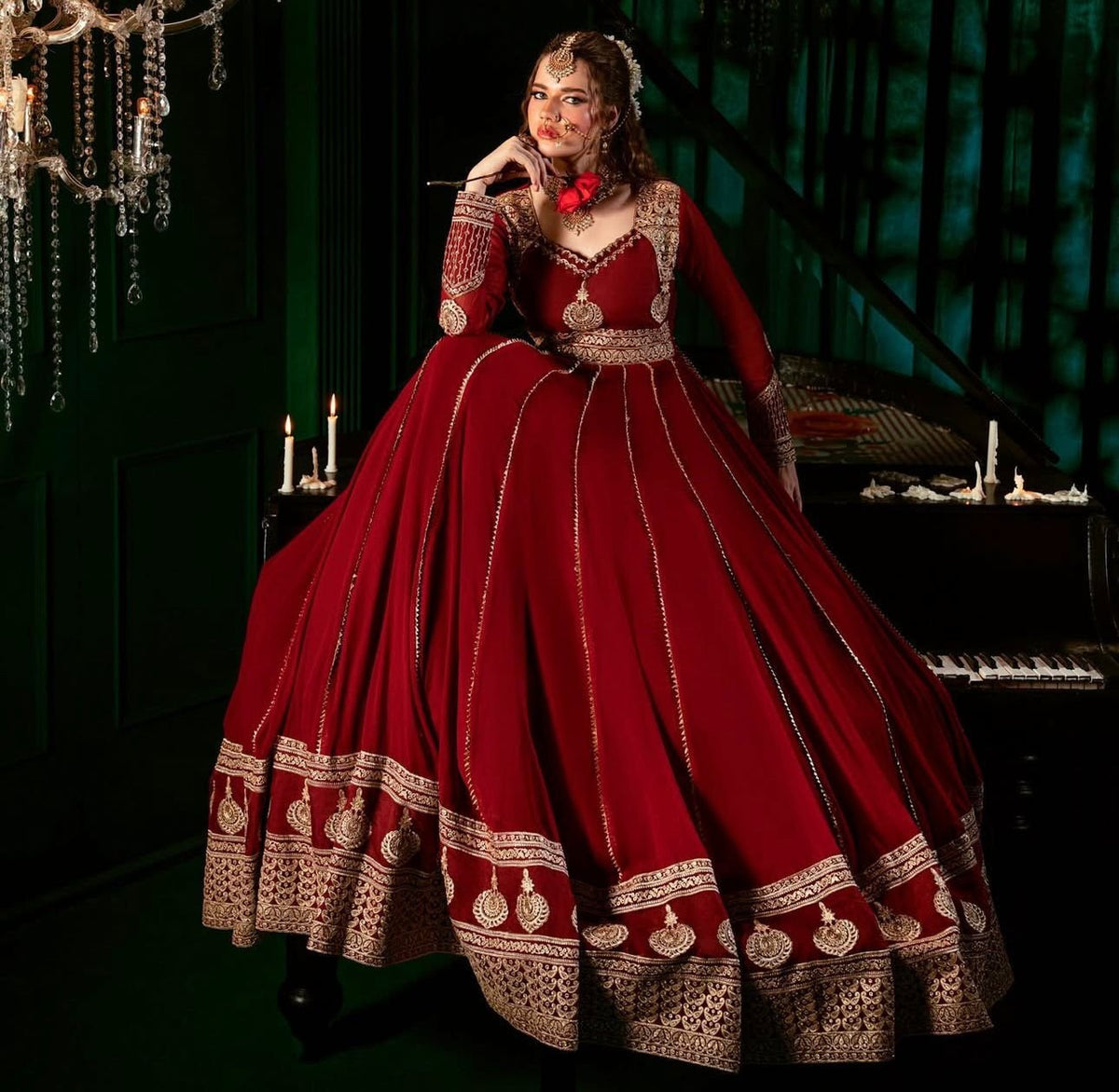 Designer Foux Georgette Anarkali 3-Piece Set with Sequins Work image 0