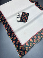 Plain Linen Saree with Digital Print & Matching Blouse image 5