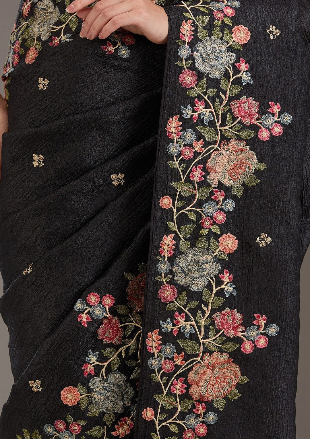 SARIKA Soft Crunchy Silk Saree with Elegant Multi-Thread Work & Piping Lace Border image 11