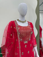 Elegant 3-Piece Foux Gorgette Sharara Set – Sequins Embellished Top, Sharara & Dupatta image 3