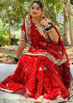 Heavy Pedding Georgette Saree with Matching Red Blouse & Tussled Pallu – Must-Have Collection image 0