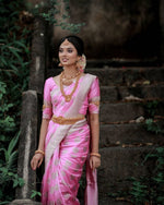 Soft Lichi Silk Saree with Silver Work & Heavy Jacquard Border image 0